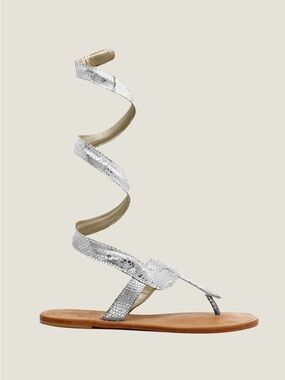Aspiga Cobra Wrap Sandals - Silver Leather